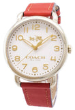 Coach Delancey Ivory Dial Orange Leather Strap Watch for Women - 14502719