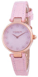 Coach Hayley Mother of Pearl Pink Dial Pink Leather Strap Watch for Women - 14503537