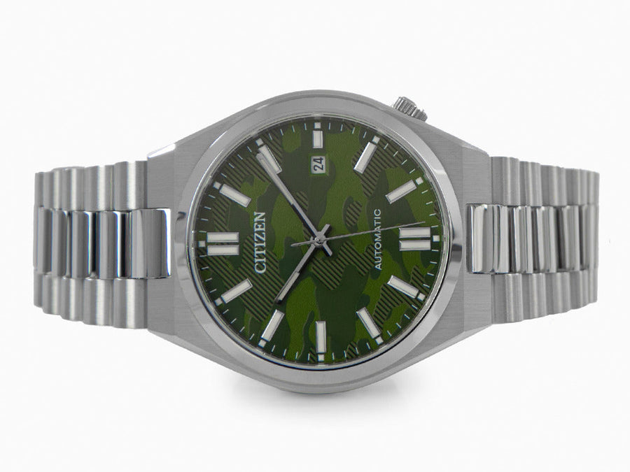 Citizen Tsuyosa Automatic Camouflage Green Dial Silver Steel Strap Watch For Men - NJ0159-86X
