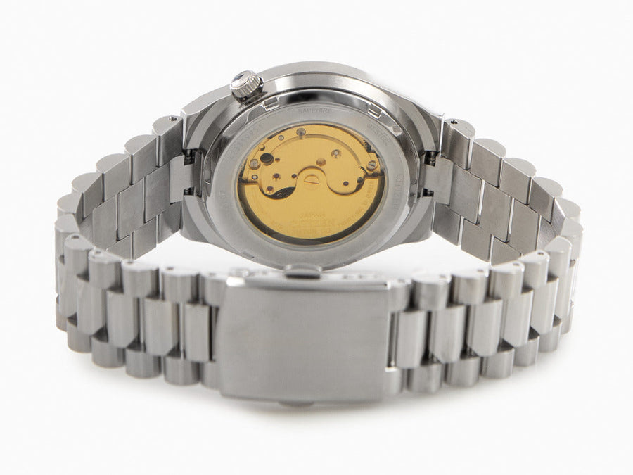 Citizen Tsuyosa Automatic Salmon Orange Dial Silver Steel Strap Watch For Men - NJ0159-86Z