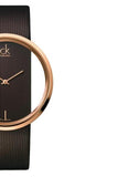 Calvin Klein Glam Transparent Dial Brown Leather Strap Watch for Women - K9423303