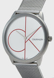 Calvin Klein Minimal White Dial Silver Mesh Bracelet Watch for Men - K3M51152