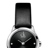 Calvin Klein Minimal Black Dial Black Leather Strap Watch for Women - K3M231CS