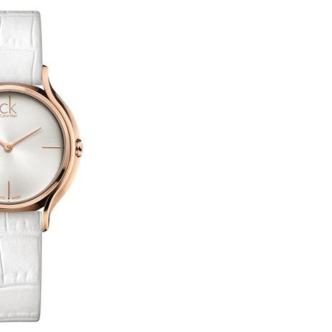 Calvin Klein Skirt White Dial White Leather Strap Watch for Women - K2U236K6