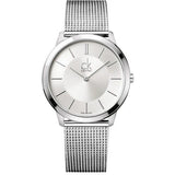 Calvin Klein Minimal White Dial Silver Mesh Bracelet Watch for Men - K3M22126