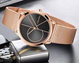 Calvin Klein Minimal Black Dial Rose Gold Mesh Bracelet Watch for Men - K3M21621