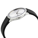 Calvin Klein Minimal Silver Dial Black Leather Strap Watch for Women - K3M221C6