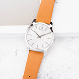 Calvin Klein City Quartz White Dial Light Brown Leather Strap Watch For Men - K2G21138