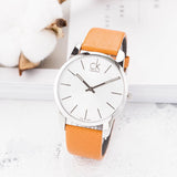 Calvin Klein City Quartz White Dial Light Brown Leather Strap Watch For Men - K2G21138