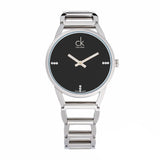 Calvin Klein Stately Black Dial Silver Steel Strap Watch for Women - K3G2312S