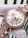 Michael Kors Tibby Chronograph Crystals Rose Gold Dial Rose Gold Steel Strap Watch For Women - MK6826