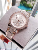 Michael Kors Tibby Chronograph Crystals Rose Gold Dial Rose Gold Steel Strap Watch For Women - MK6826