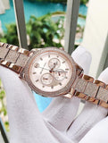 Michael Kors Tibby Chronograph Crystals Rose Gold Dial Rose Gold Steel Strap Watch For Women - MK6826