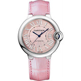 Cartier Ballon Bleu De Cartier Pink Dial Pink Leather Strap Watch for Women - WSBB0007