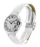 Cartier Ballon Bleu De Cartier Silver Dial White Leather Strap Watch for Women - W6920086