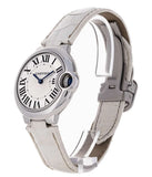 Cartier Ballon Bleu De Cartier Silver Dial White Leather Strap Watch for Women - W6920086