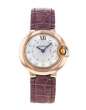 Cartier Ballon Bleu Diamonds White Dial Pink Leather Strap Watch for Women - WE902050