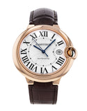 Cartier Ballon Bleu de Cartier Silver Dial Brown Leather Strap Watch for Men - WGBB0030