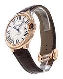 Cartier Ballon Bleu de Cartier Silver Dial Brown Leather Strap Watch for Men - WGBB0030