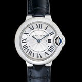 Cartier Ballon Bleu De Cartier Silver Dial Black Leather Strap Watch for Women - WSBB0034