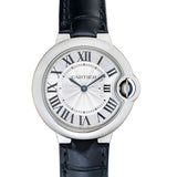 Cartier Ballon Bleu De Cartier Silver Dial Black Leather Strap Watch for Women - WSBB0034