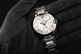 Cartier Ballon Bleu De Cartier Silver Dial Silver Steel Strap Watch for Men - WSBB0049