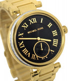 Michael Kors Skylar Black Dial Gold Steel Strap Watch for Women - MK5989