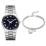 Michael Kors Channing Midnight Blue Dial Silver Steel Strap Watch for Women - MK6113