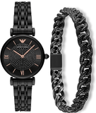 Emporio Armani Gianni T Bar All Black Diamond Dial Watch For Women - AR11245