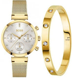 Hugo Boss Flawless White Dial Gold Mesh Bracelet Watch for Women - 1502552