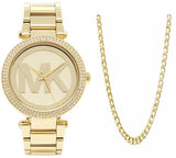 Michael Kors Parker Diamonds Gold Dial Gold Steel Strap Watch for Women - MK5784