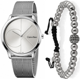 Calvin Klein Minimal Silver Dial Silver Mesh Bracelet Watch for Men - K3M2112Z