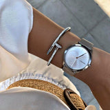 Calvin Klein Minimal Silver Dial Silver Mesh Bracelet Watch for Women - K3M2212Z