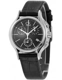 Calvin Klein Skirt Chronograph Black Dial Black Leather Strap Watch for Men - K2U291C1