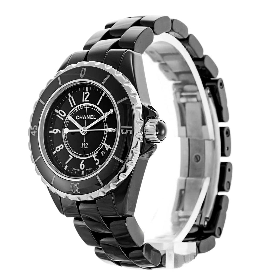 Chanel J12 Quartz Ceramic Black Dial Black Steel Strap Watch for Women - J12 H0682