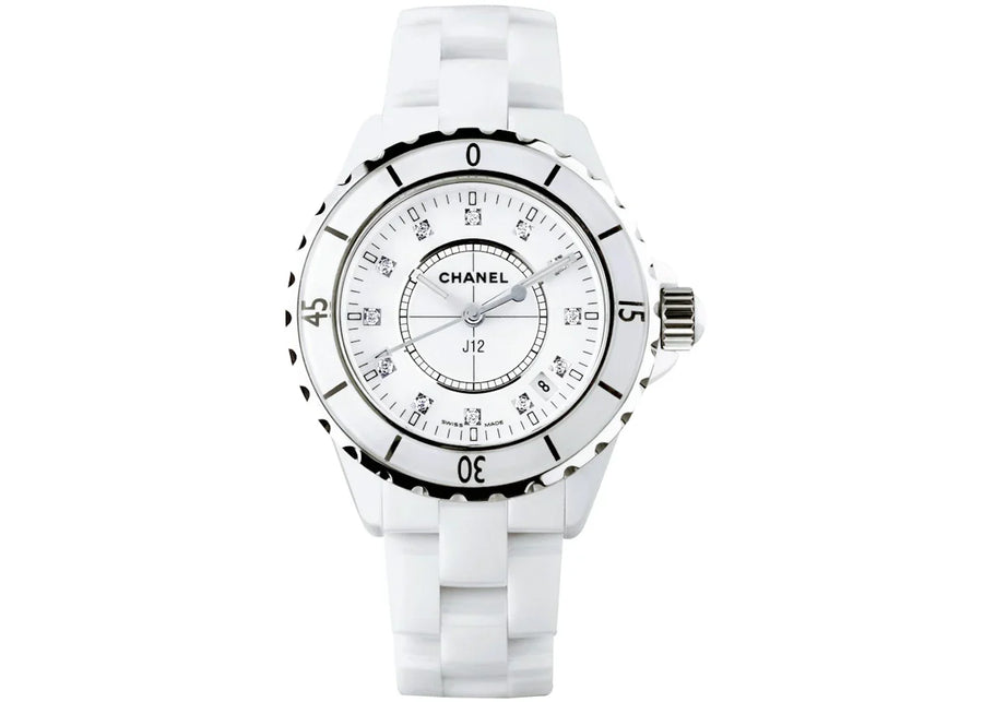 Chanel J12 Diamonds Ceramic White Dial White Steel Strap Watch for Women - J12 H1628