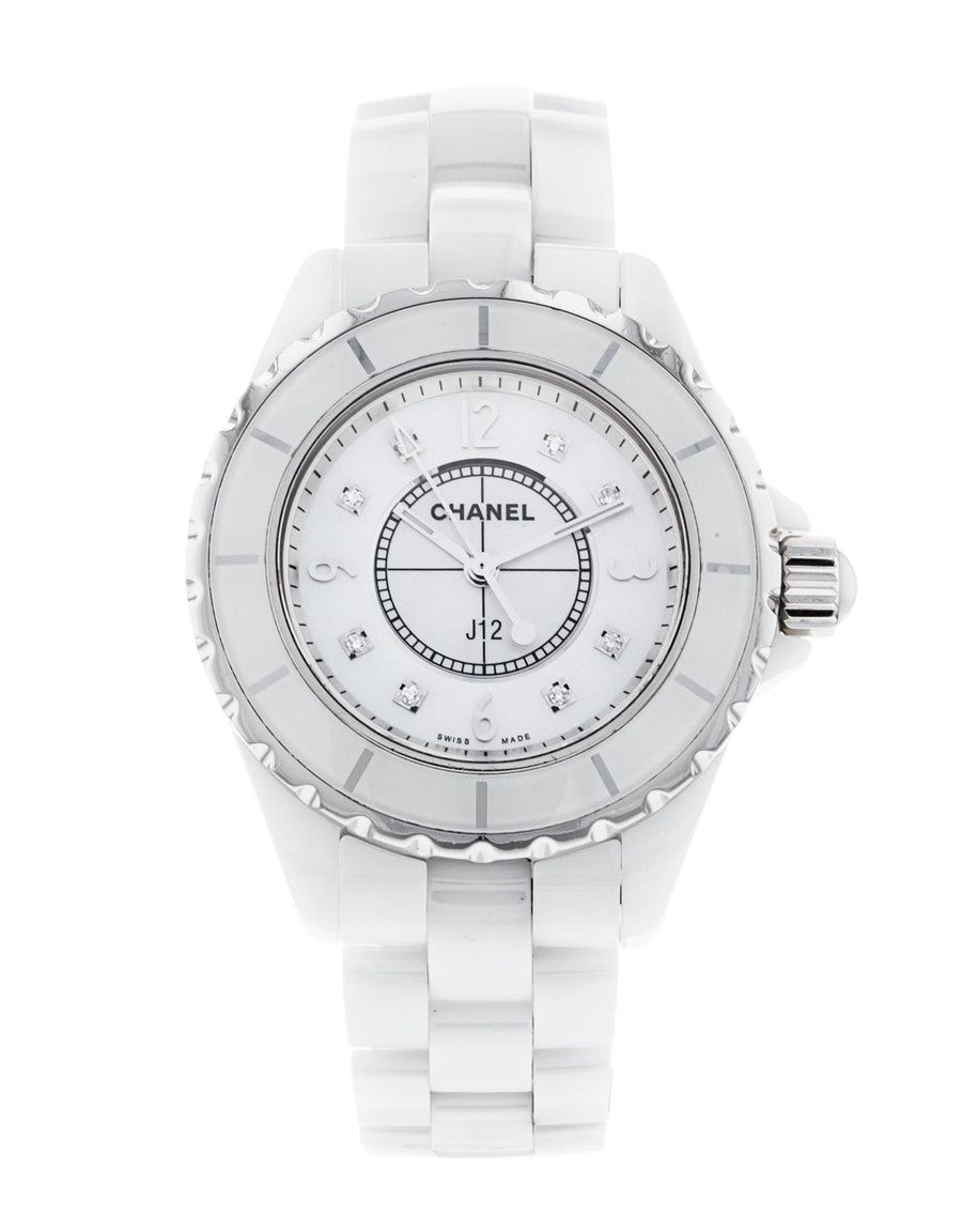Chanel J12 Diamonds Quartz Ceramic White Dial White Steel Strap Watch for Women - J12 H2422