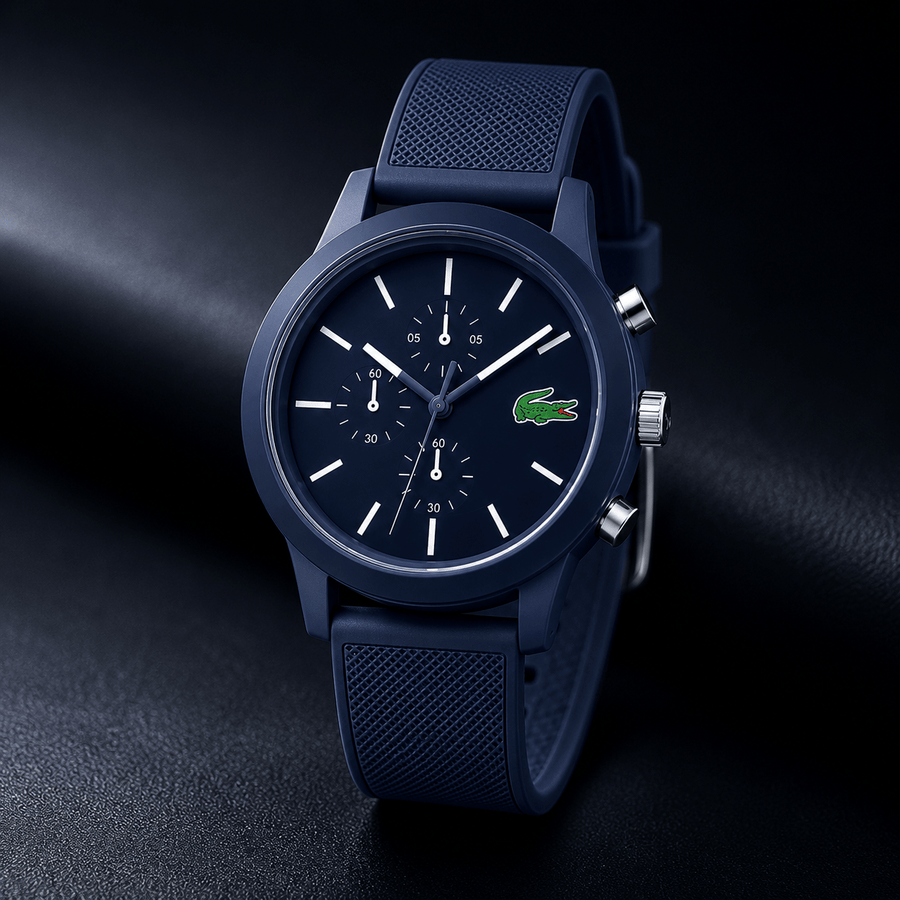 Lacoste 12.12 Chronograph Blue Dial Blue Silicon Strap Watch for Men - 2010970