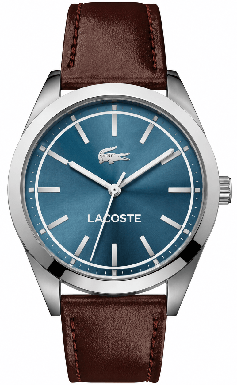 Lacoste Edmonton Blue Dial Brown Leather Strap Watch for Men - 2010889