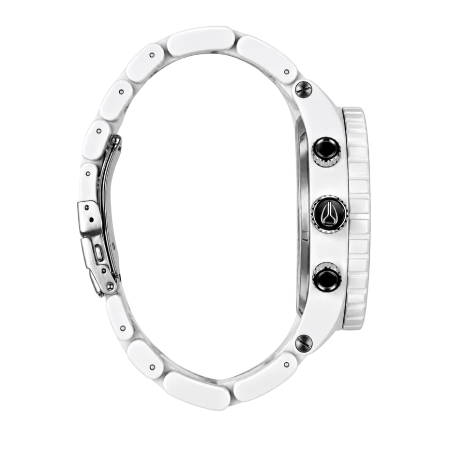 Nixon 51-30 Chronograph White Dial White Steel Strap Watch for Men - A083-1255