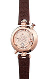 Emporio Armani Meccanico Skeleton Mother of Pearl Dial Brown Leather Strap Watch For Women - AR1993