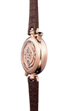 Emporio Armani Meccanico Skeleton Mother of Pearl Dial Brown Leather Strap Watch For Women - AR1993