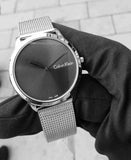 Calvin Klein Minimal Grey Dial Silver Mesh Bracelet Watch for Women - K3M221Y3