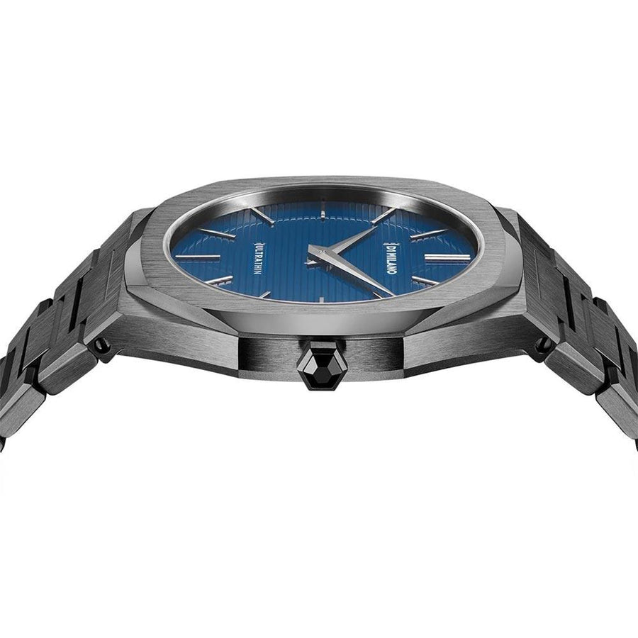 D1 Milano Ultra Thin Blue Dial Gray Steel Strap Watch for Men - D1-UTBJ12
