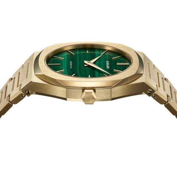 D1 Milano Ultra Thin Malachite Green Dial Gold Steel Strap Watch for Men - D1-UTBJ30
