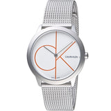 Calvin Klein Minimal White Dial Silver Mesh Bracelet Watch for Women - K3M52152