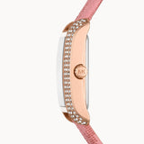 Michael Kors Emery Quartz Diamonds Red Dial Pink Leather Strap Watch For Women - MK2966