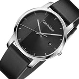 Calvin Klein City Quartz Black Dial Black Leather Strap Watch for Men - K2G2G1C1