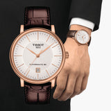 Tissot Carson Premium Powermatic 80 White Dial Brown Leather Strap Watch For Men - T122.407.36.031.00