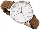 Fossil Jacqueline White Dial Brown Leather Strap Watch for Women - ES3708